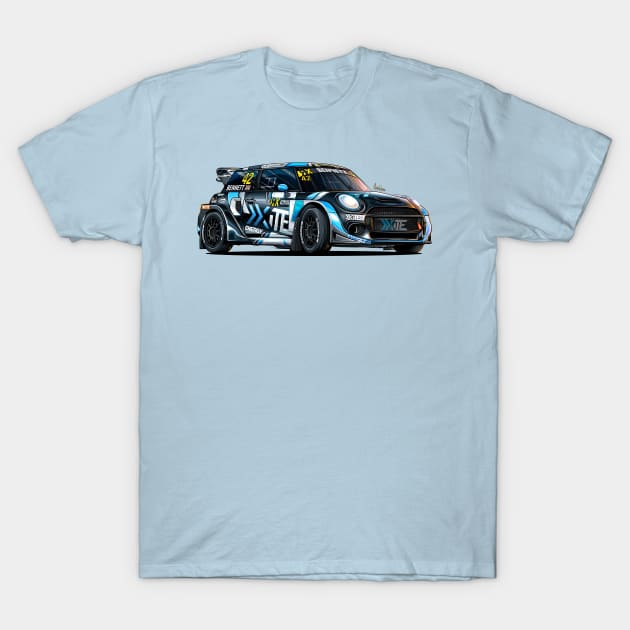 Oliver Bennet Mini WRX Rallycross T-Shirt by Mario Ramos Rally Art